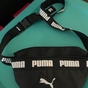 Puma Black Waist Pack with White Logo Strap